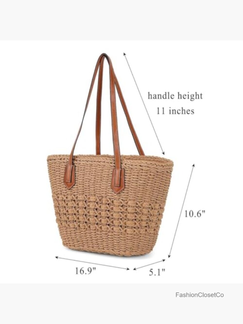 Straw Woven Tote Bag Large Summer Beach Handbag Top Handle Shoulder Bag - Picture 4 of 7